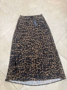 Rachel Zoe Leopard-Print Midi Skirt in Brown and Black